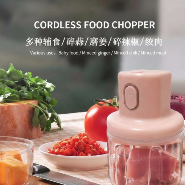 Rechargeable Mini Electric Garlic and Vegetable Chopper - Portable Food Processor